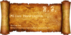 Milos Henrietta névjegykártya